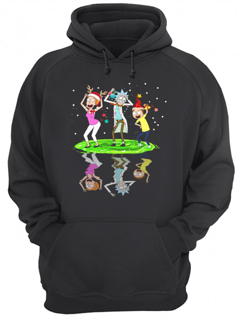 Santa Rick Sanchez Morty Smith Summer Smith dancing water reflection Unisex Hoodie