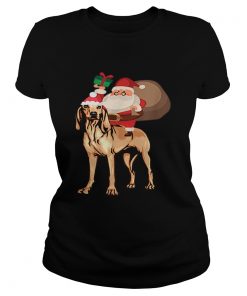 Santa Riding Bloodhound Christmas Pajama Gift  Classic Ladies