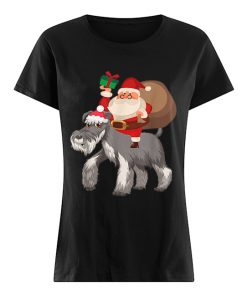 Santa Riding Miniature Schnauzer Christmas Pajama Gift  Classic Women's T-shirt