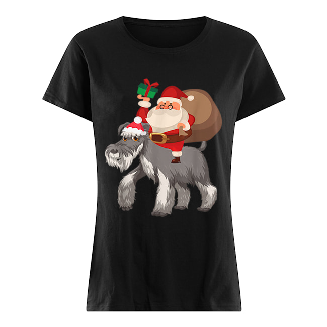 Santa Riding Miniature Schnauzer Christmas Pajama Gift Classic Women's T-shirt