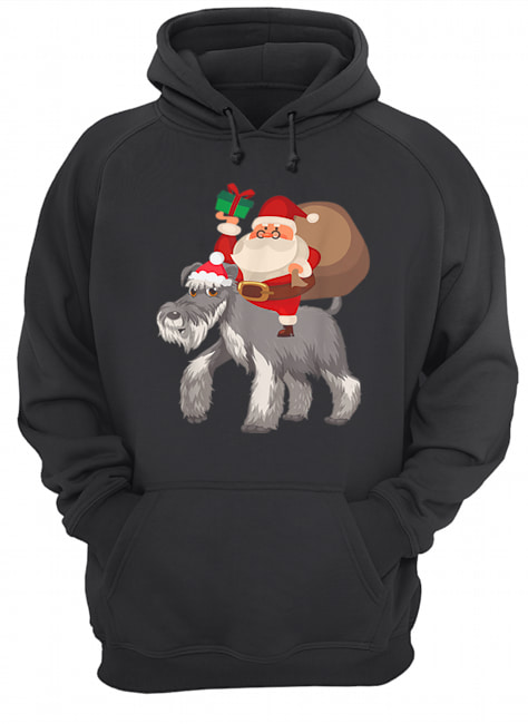 Santa Riding Miniature Schnauzer Christmas Pajama Gift Unisex Hoodie