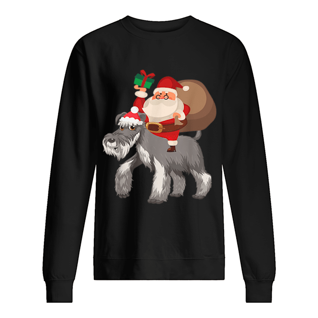 Santa Riding Miniature Schnauzer Christmas Pajama Gift Unisex Sweatshirt