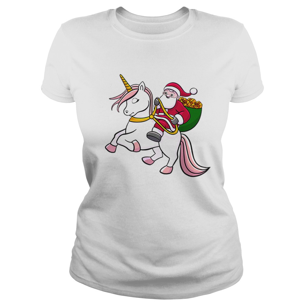 Santa Riding Unicorn Cute Girls Christmas Classic Ladies