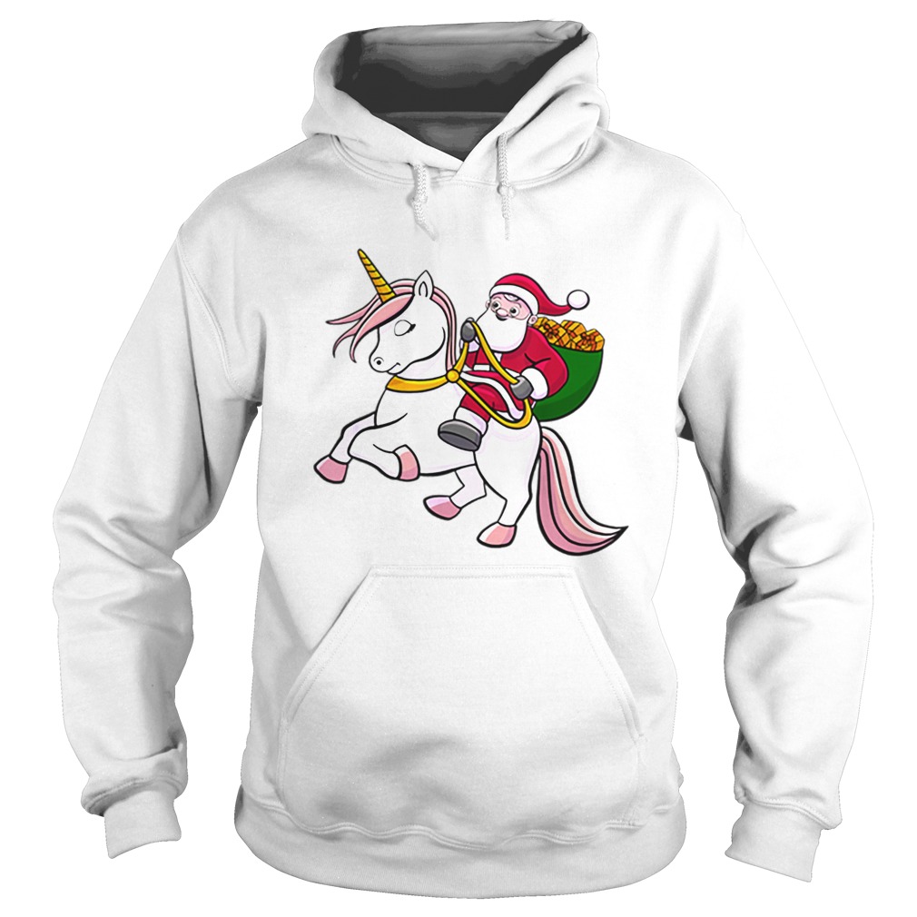 Santa Riding Unicorn Cute Girls Christmas Hoodie