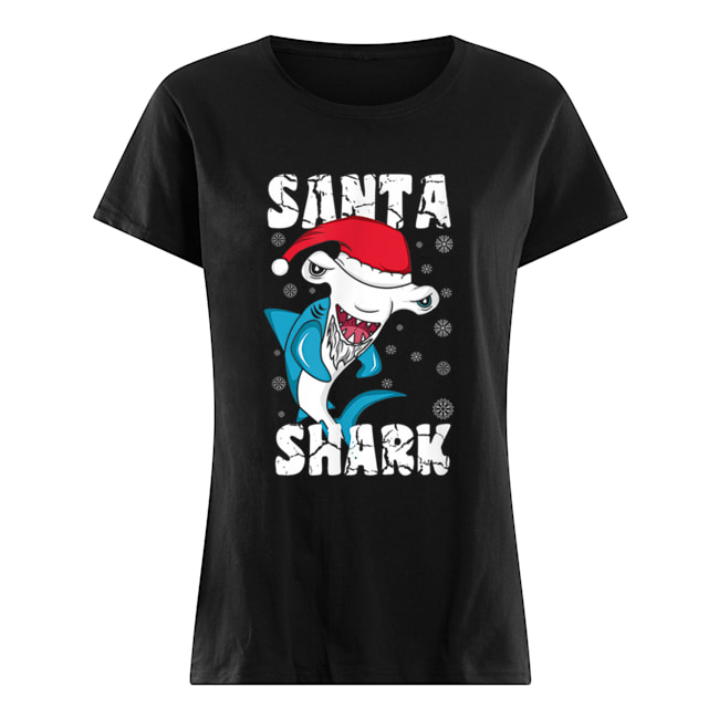 Santa Shark Funny Santa Claus Christmas Hammerhead Shark Classic Women's T-shirt