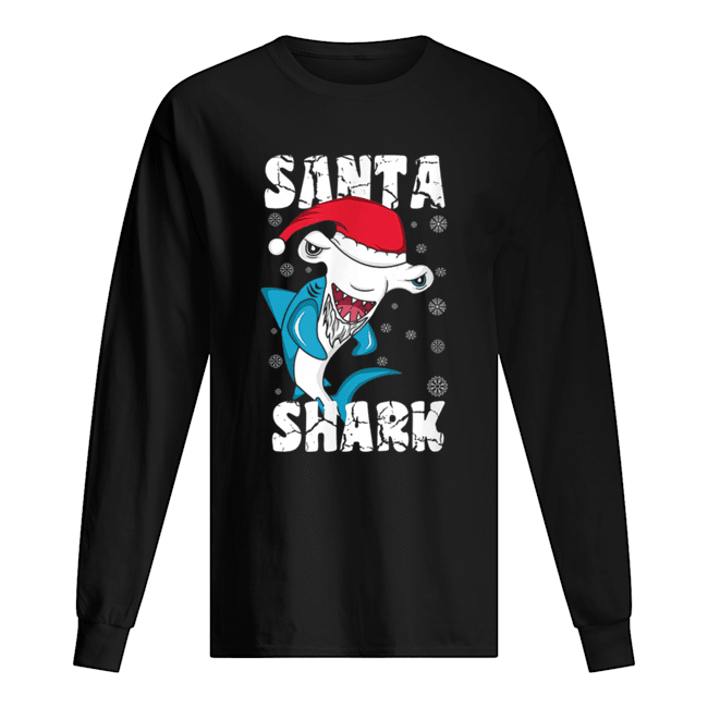 Santa Shark Funny Santa Claus Christmas Hammerhead Shark Long Sleeved T-shirt 