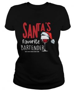 Santas Favorite Bartender Glass Wine Santa Hat Christmas  Classic Ladies