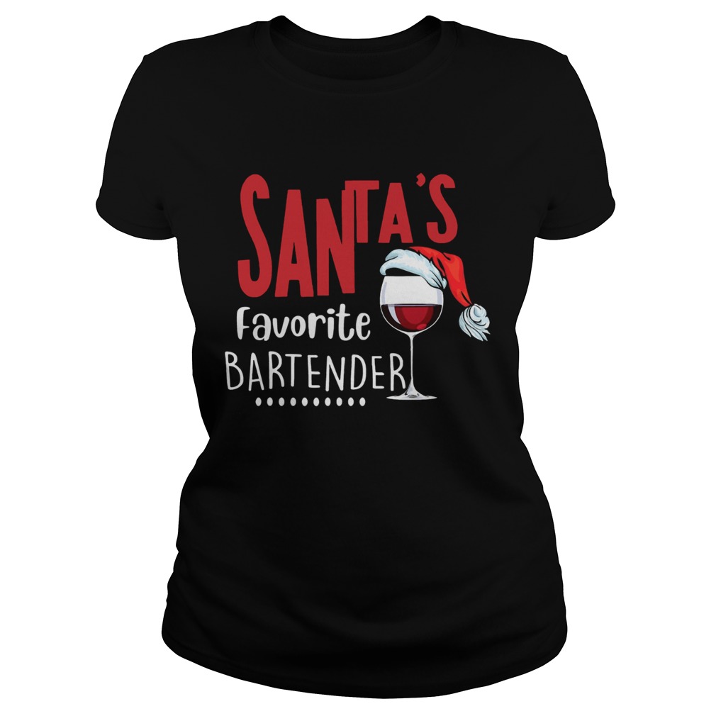 Santas Favorite Bartender Glass Wine Santa Hat Christmas Classic Ladies