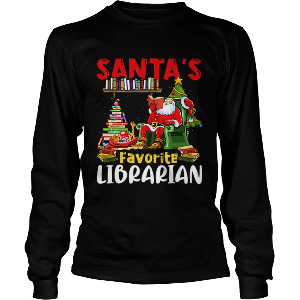 Santas Favorite Librarian Christmas Book Lovers LongSleeve