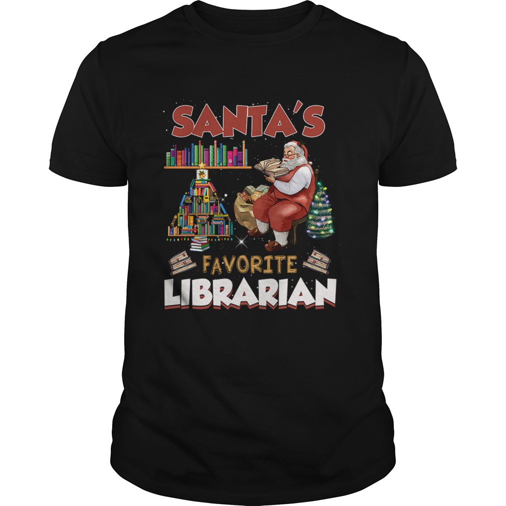 Santas Favorite Librarian Funny Christmas Ornaments shirt