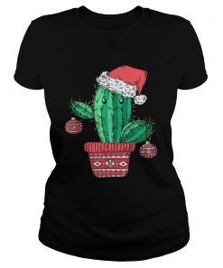 Santas Hat Cactus Sweater Tee Christmas Party Xmas Holidays  Classic Ladies