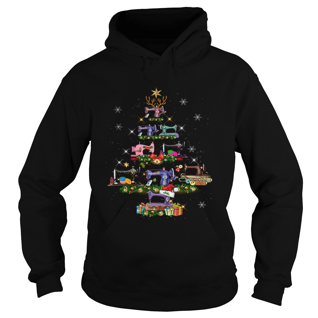 Sewing Christmas Tree Tee Quilting Lovers Sewer Hoodie