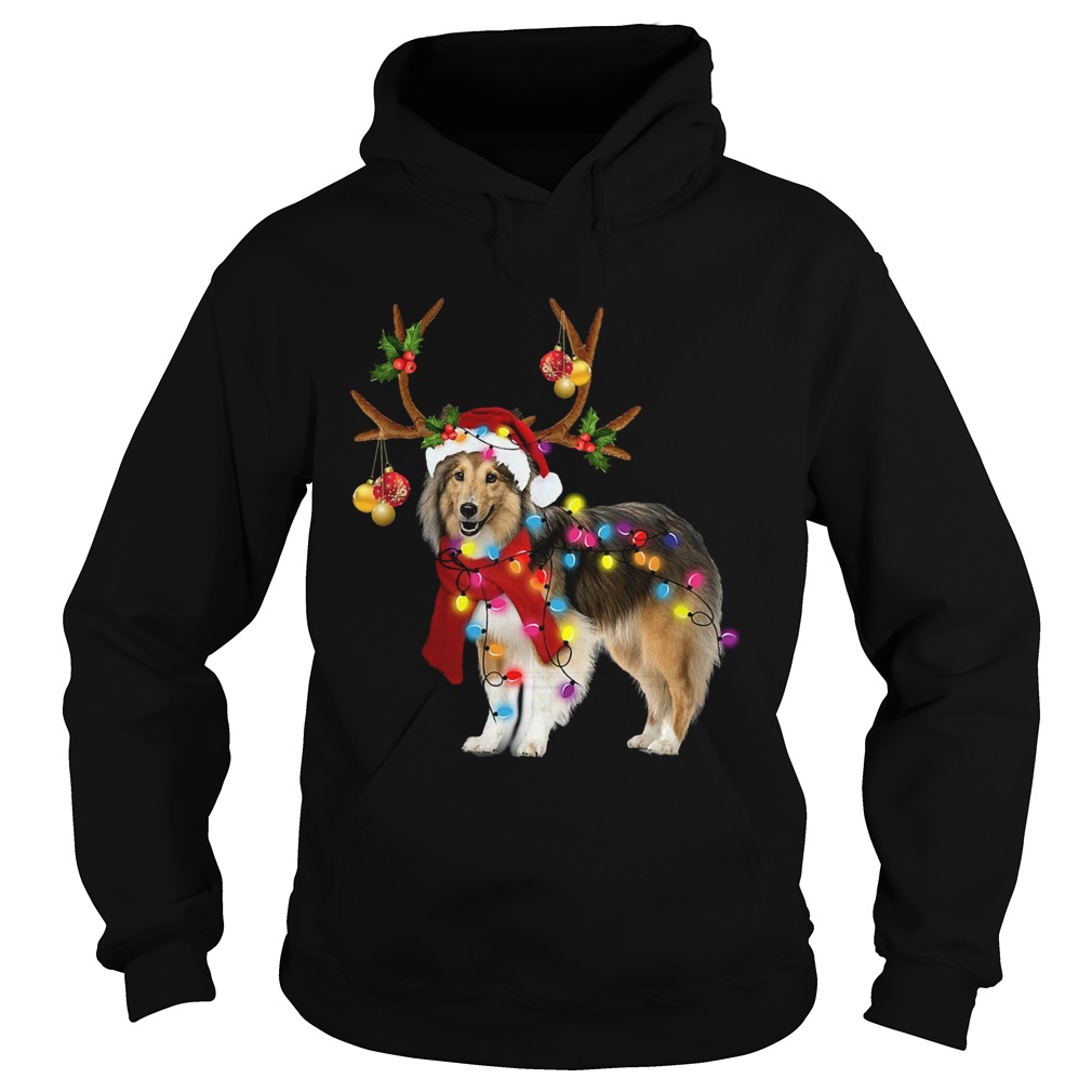 Sheltie gorgeous reindeer light Christmas Hoodie