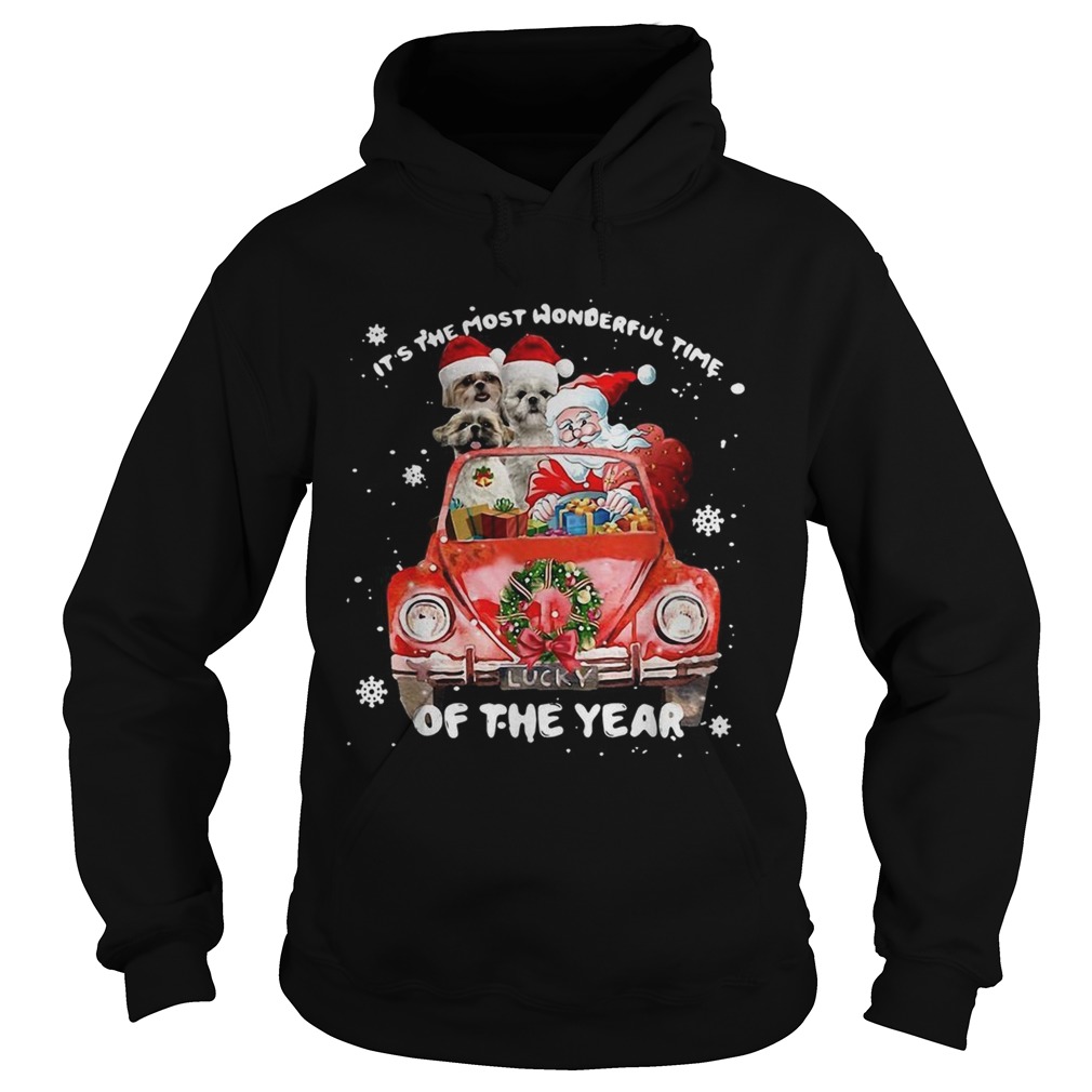 Shih Tzu and Santa its the most wonderful time of the year Christmas Hoodie