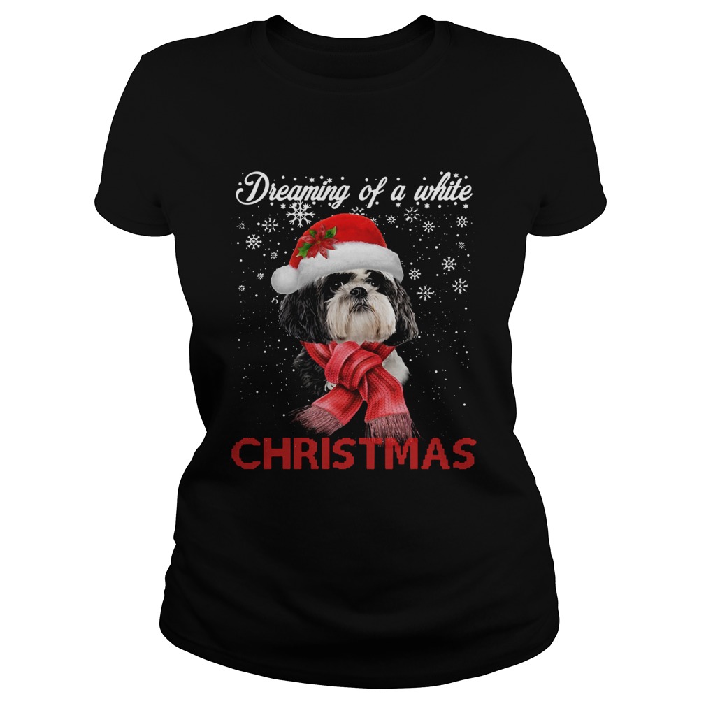 Shih tzu a white christmas Crewneck Classic Ladies