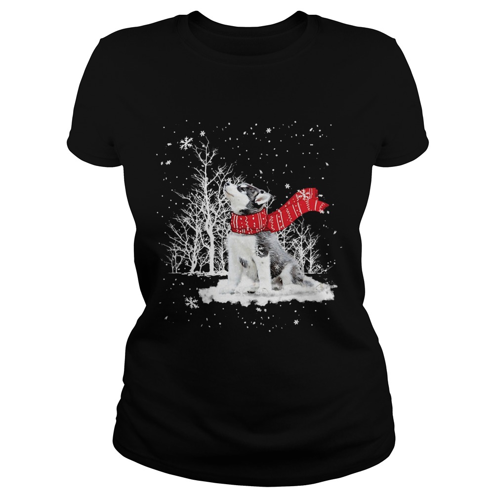 Siberian Husky Snow Crewneck Classic Ladies