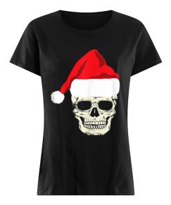 Skull In Santa Hat Christmas Skeleton Christmas  Classic Women's T-shirt