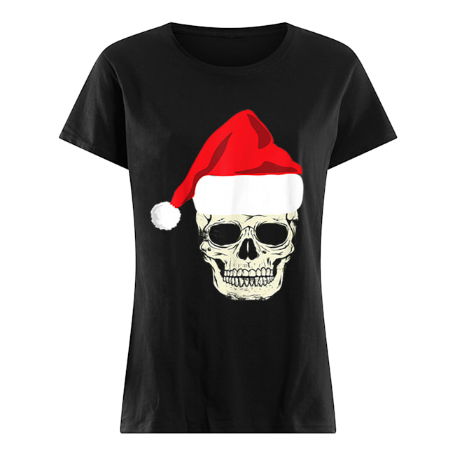 Skull In Santa Hat Christmas Skeleton Christmas Classic Women's T-shirt