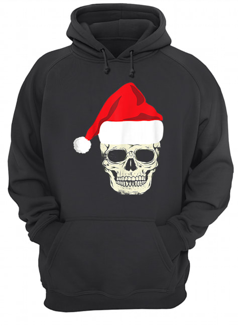 Skull In Santa Hat Christmas Skeleton Christmas Unisex Hoodie