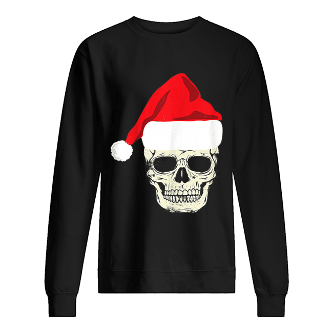 Skull In Santa Hat Christmas Skeleton Christmas Unisex Sweatshirt