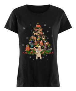 Sloth Christmas Tree Lights Funny Sloth Xmas Gift  Classic Women's T-shirt