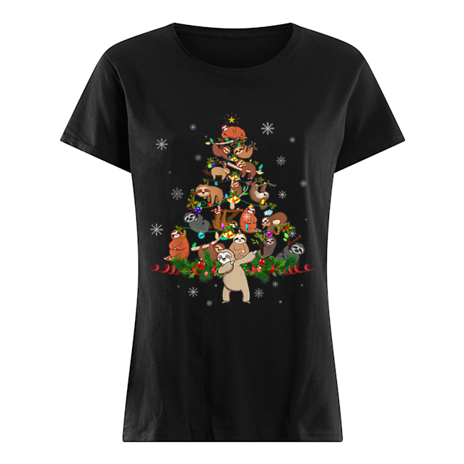 Sloth Christmas Tree Lights Funny Sloth Xmas Gift Classic Women's T-shirt