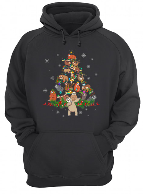 Sloth Christmas Tree Lights Funny Sloth Xmas Gift Unisex Hoodie