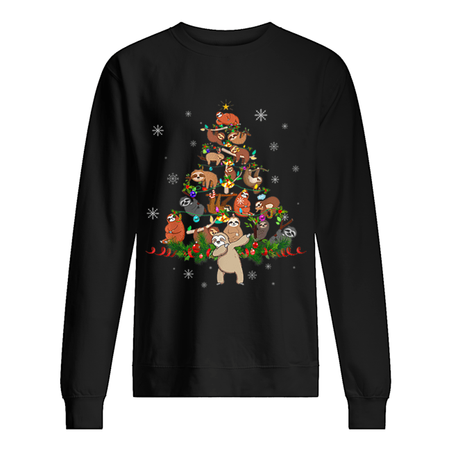 Sloth Christmas Tree Lights Funny Sloth Xmas Gift Unisex Sweatshirt