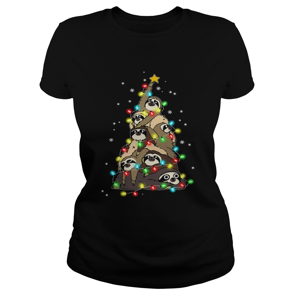 Sloth Merry Christmas Tree Classic Ladies