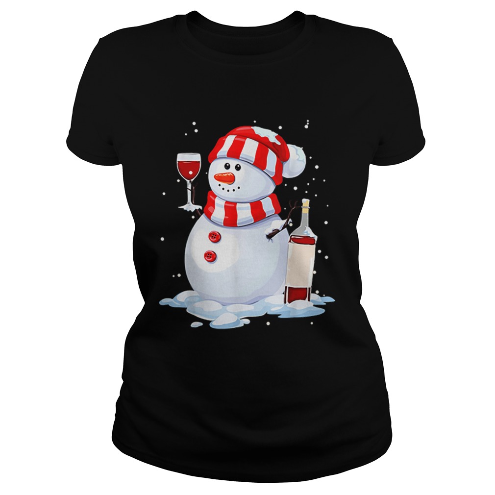 Snowman Drinking Wine Christmas Classic Ladies