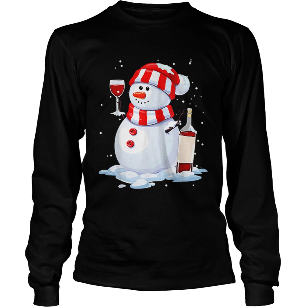 Snowman Drinking Wine Christmas LongSleeve