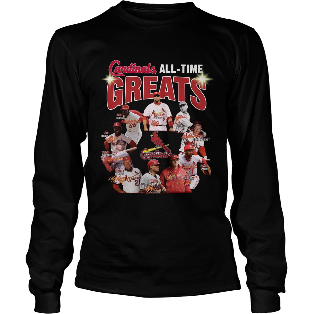 St Louis Cardinals all time great players signatures LlMlTED EDlTlON LongSleeve