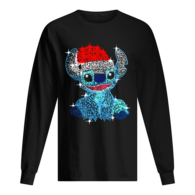 Stitch Diamond Merry Christmas Long Sleeved T-shirt 