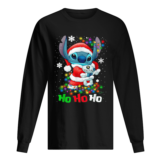 Stitch and Scrump Santa Claus Ho Ho Ho Christmas Long Sleeved T-shirt 