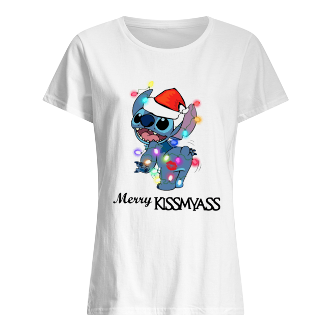 Stitch merry Kissmyass light Christmas Classic Women's T-shirt