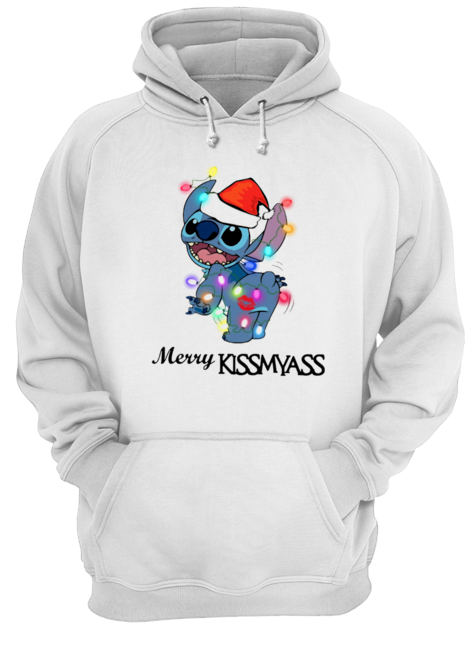 Stitch merry Kissmyass light Christmas Unisex Hoodie