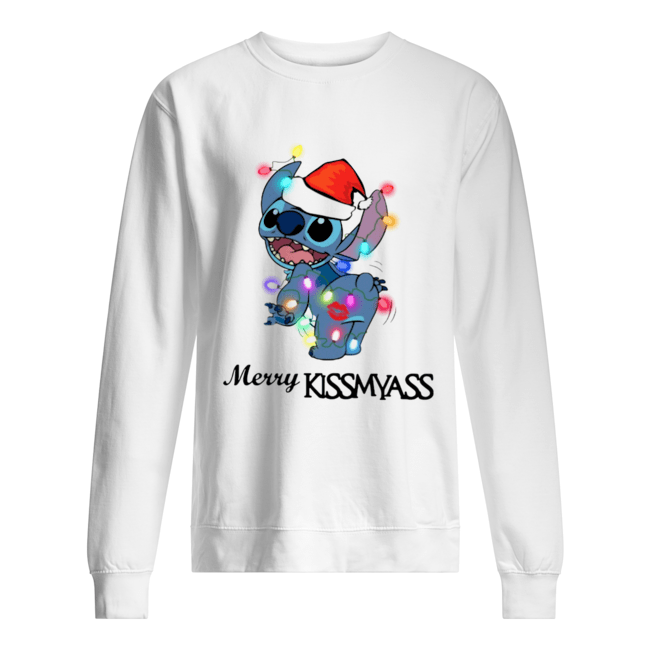 Stitch merry Kissmyass light Christmas Unisex Sweatshirt