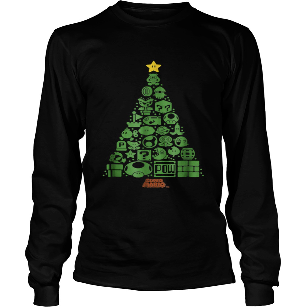 Super Mario Item Characters Christmas Tree Graphic LongSleeve