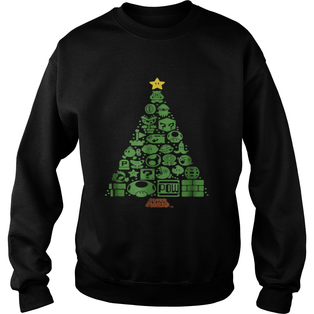 Super Mario Item Characters Christmas Tree Graphic Sweatshirt