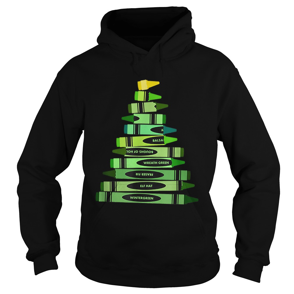 Teacher Christmas Gift Crayon Tree Hoodie