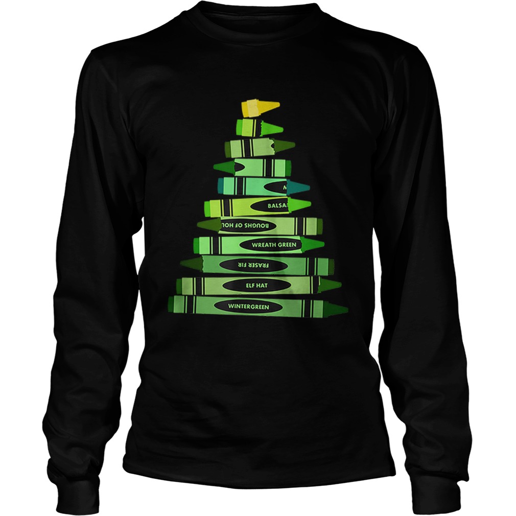 Teacher Christmas Gift Crayon Tree LongSleeve