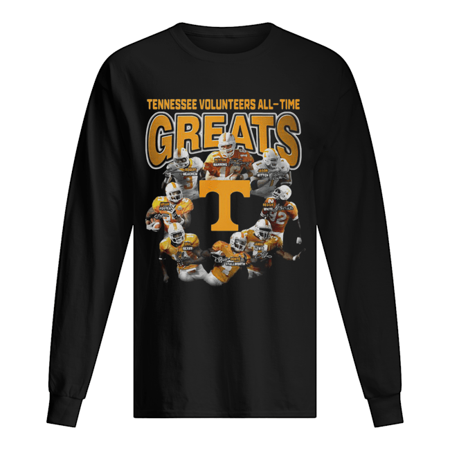 Tennessee Volunteers football All-time Greats Players Signatures Long Sleeved T-shirt 