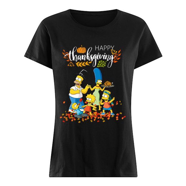 The Simpsons characters happy thanksgiving Classic Women's T-shirt