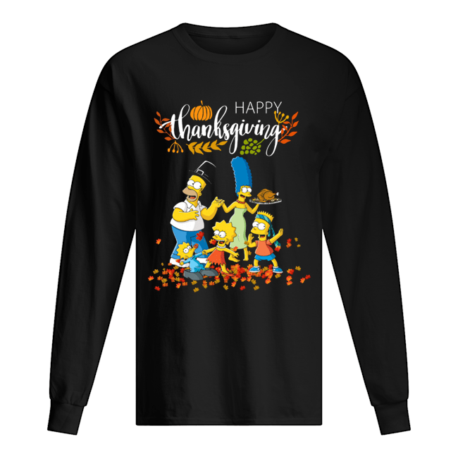 The Simpsons characters happy thanksgiving Long Sleeved T-shirt 