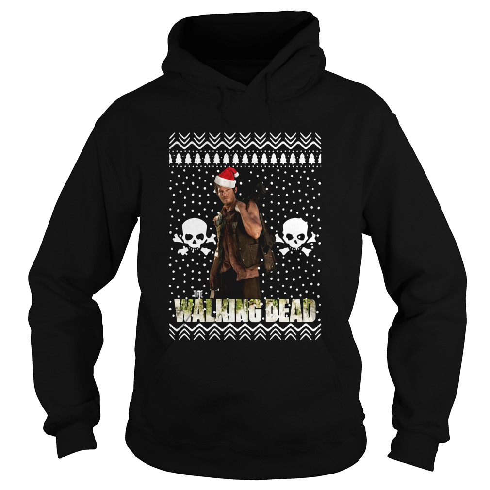 The Walking Dead Daryl Dixon Santa Hat Ugly Christmas Hoodie