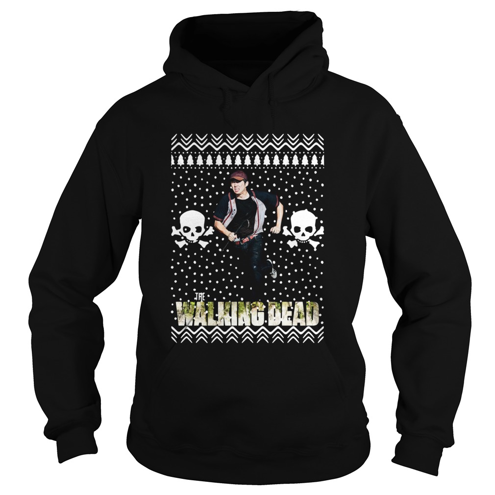 The Walking Dead Glenn Rhee Santa Hat Ugly Christmas Hoodie