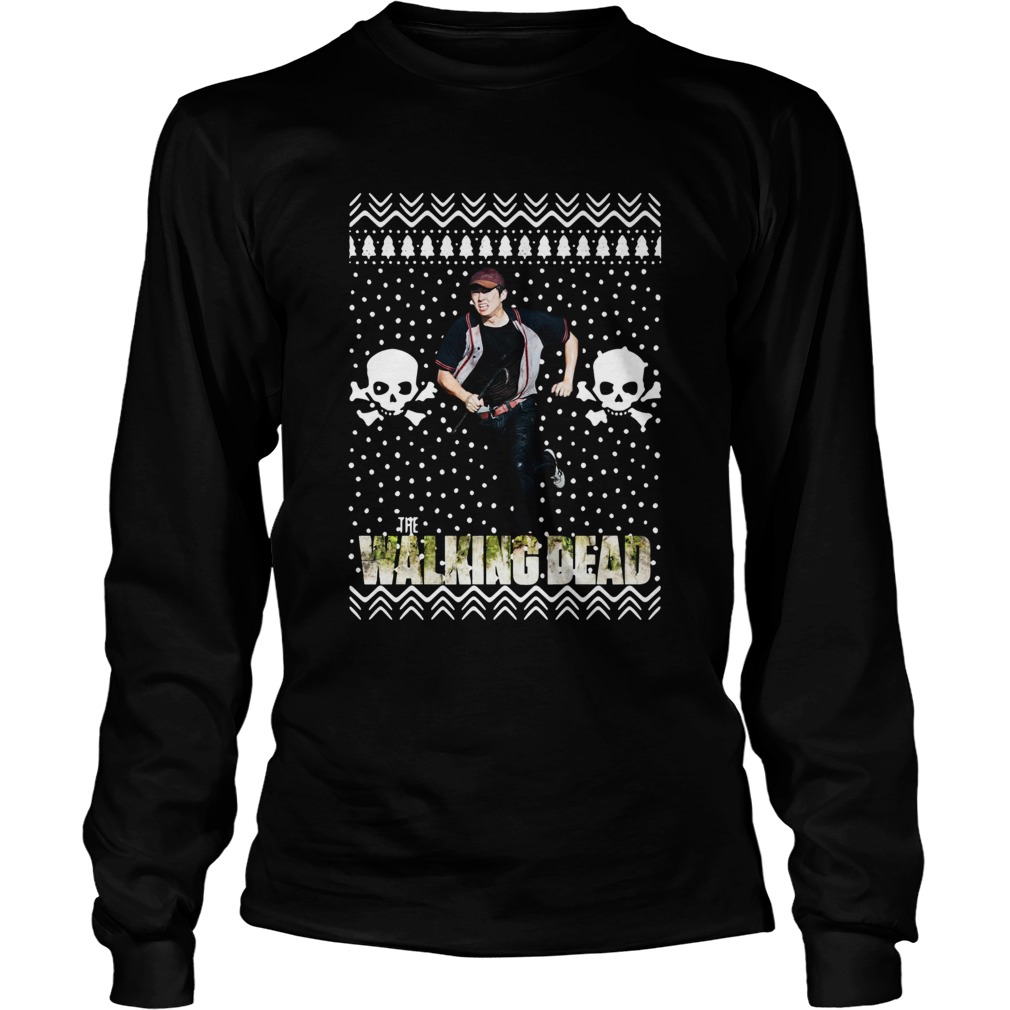 The Walking Dead Glenn Rhee Santa Hat Ugly Christmas LongSleeve