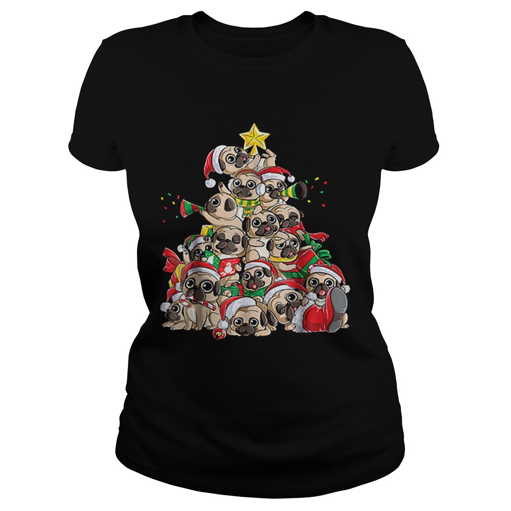 Top Pug Christmas Merry Pugmas Xmas Tree Santa Boys Gifts Classic Ladies