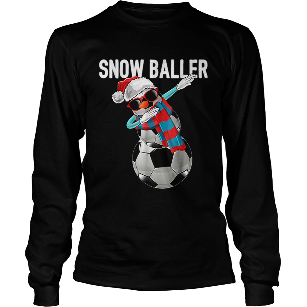 Top Snow Baller Dabbing Soccer Christmas Snowman Gift Kids LongSleeve