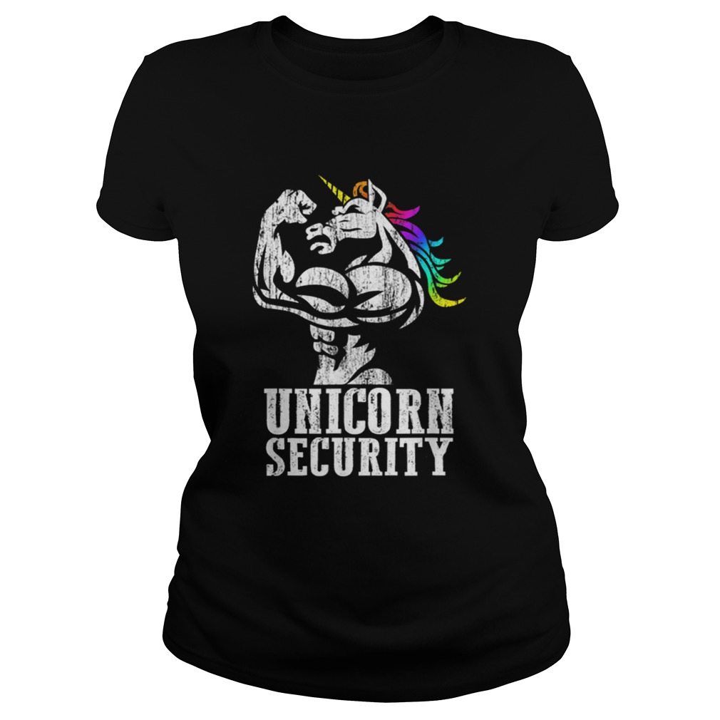 Top Unicorn Security Rainbow Muscle Manly Funny Christmas Gift Classic Ladies